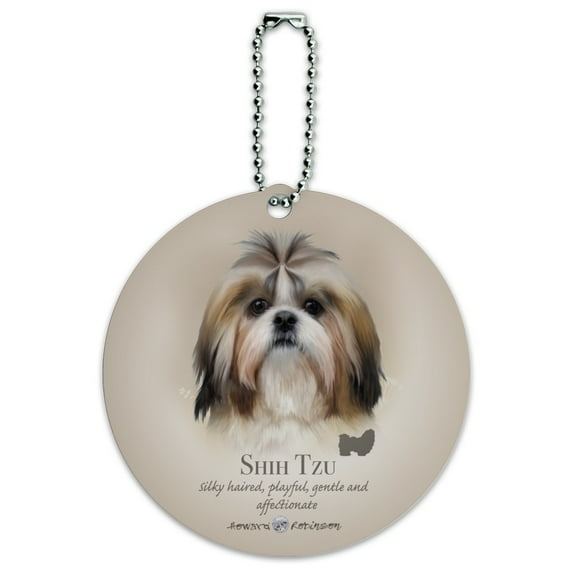 Shih Tzu Dog Breed Round Luggage ID Tag Card Suitcase Carry-On