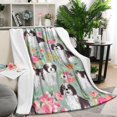 thumbnail image 1 of Shih Tzu Dog and Flower Floral Blanket,Comfortable Soft Flannel Throw Blanket,All Season,Warm Lightweight Blankets for Sofa Bed Couch Living Room Chair,50"x60", 1 of 4