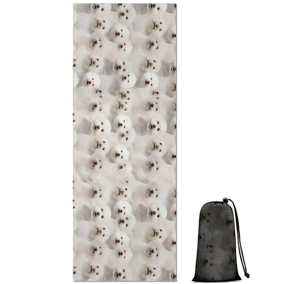 Shih Tzu Dog Hot Yoga Mat Towel Non Slip for Hot Yoga - Quick-Drying Yoga Mat Cover with 4 Corner Pockets with Travel Bag - Hot Yoga Towel Non Slip Grip Moisture Wicking Sweat 70"x26"