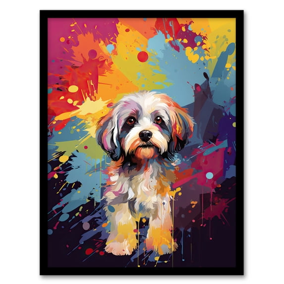 Shih Tzu Dog Lover Gift Pet Portrait Colourful Artwork Painting Artwork Framed Wall Art Print A4