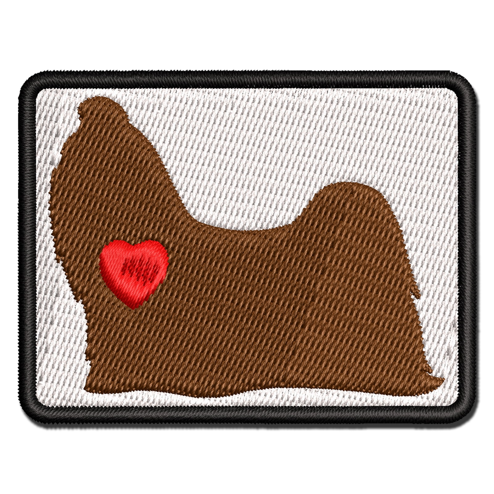 Shih Tzu Dog with Heart Applique Multi-Color Embroidered Iron-On Patch - 3.5 Inch Large