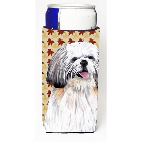Shih Tzu Fall Leaves Portrait Michelob Ultra bottle sleeves For Slim Cans - 12 oz.
