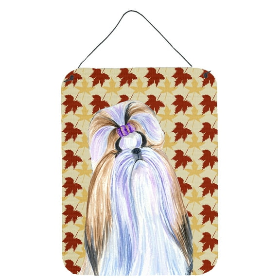 Shih Tzu Fall Leaves Portrait Wall or Door Hanging Prints