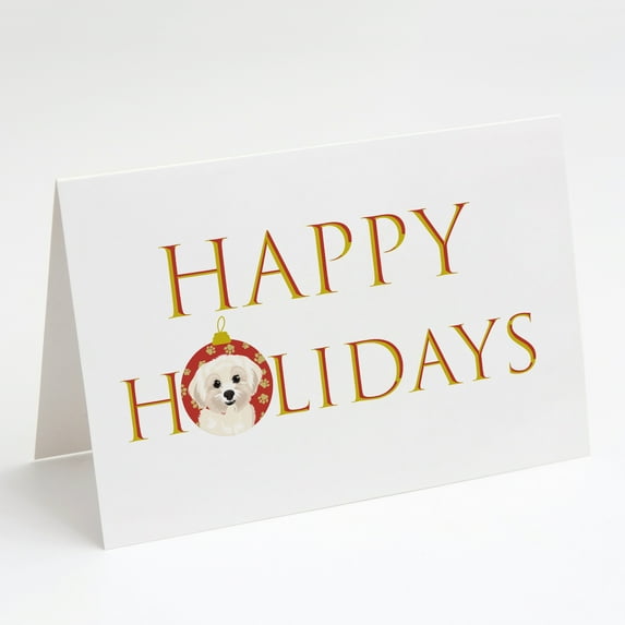 Shih-Tzu Gold #4 Happy Holidays Greeting Cards and Envelopes Pack of 8 7 in x 5 in