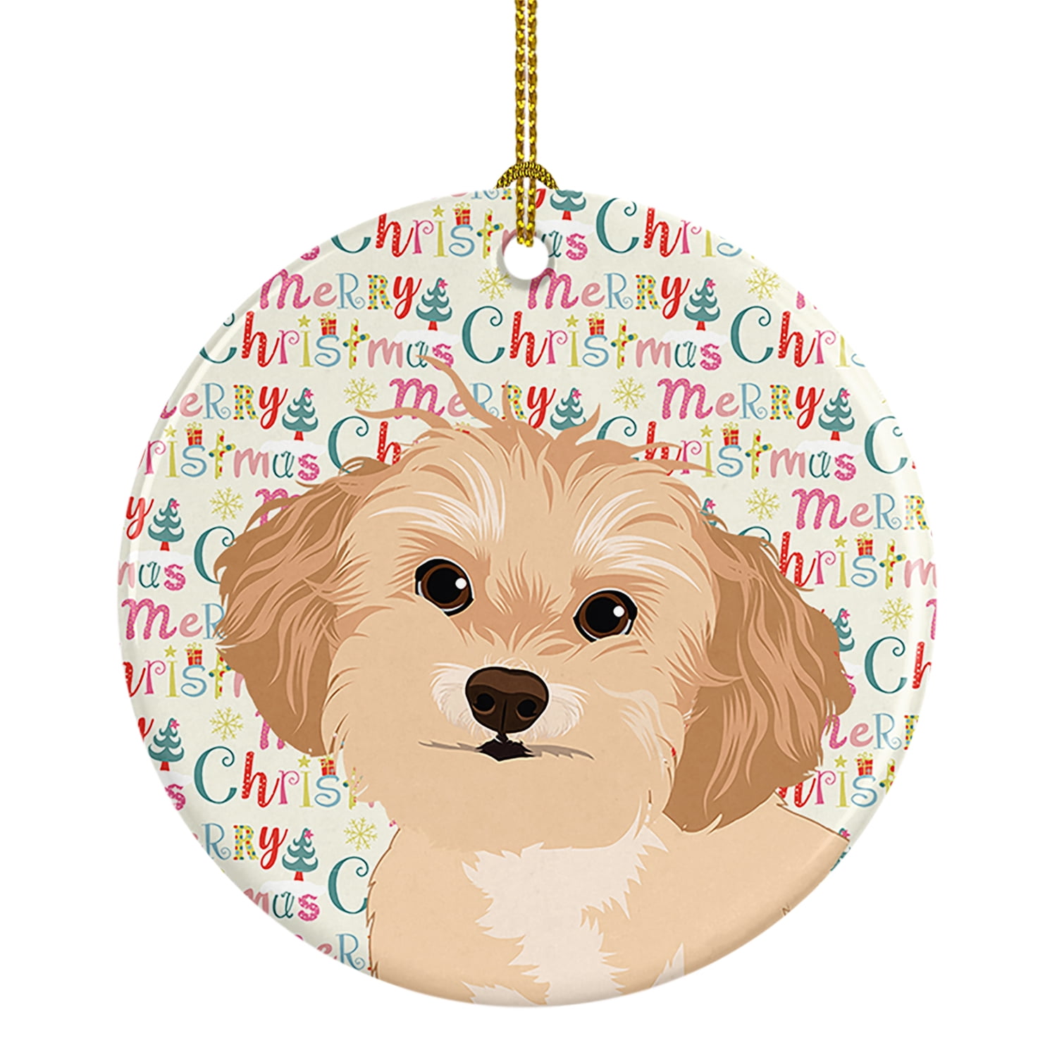 Shih-Tzu Gold #1 Christmas Ceramic Ornament 2.8 in x 2.8 in