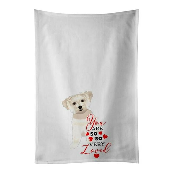 Shih-Tzu Gold Style 6 so Loved White Kitchen Towel Set of 2 Dish Towels