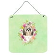 thumbnail image 1 of Shih Tzu Green Flowers Wall or Door Hanging Prints, 1 of 1