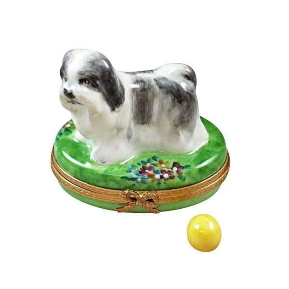 Shih Tzu Grey Limoges Box for Dog Lovers Limoges Box Porcelain Figurine