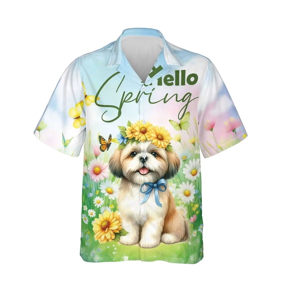 Shih Tzu Hello Spring Time Flower Floral Nature Hawaiian Shirt Breathable Summer Unisex Merch Lion Dog Lover Gifts - 02031