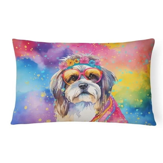 Shih Tzu Hippie Dawg Fabric Decorative Pillow
