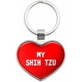 thumbnail image 1 of Shih Tzu - I Love My Pet Metal Heart Keychain Key Chain Ring, Red, 1 of 1
