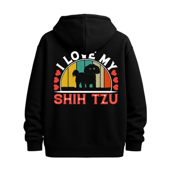 Shih Tzu Love graphic hoodies lover men sweater hoodie black All-Season Fitness Top, Sleek Sporty Look, Durable Sportswear aesthetic heart Vintage Unisex Shirt Crewneck tshirts
