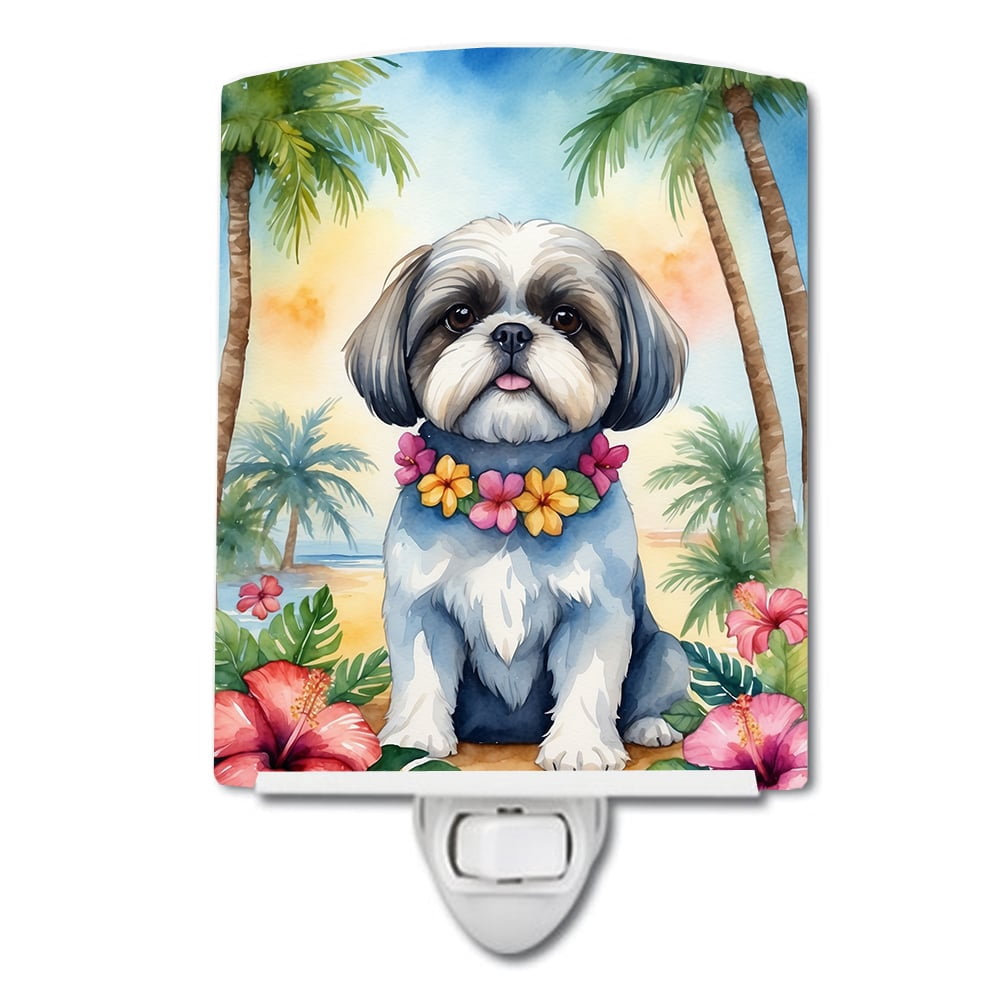 Shih Tzu Luau Ceramic Night Light 4 in x 6 in