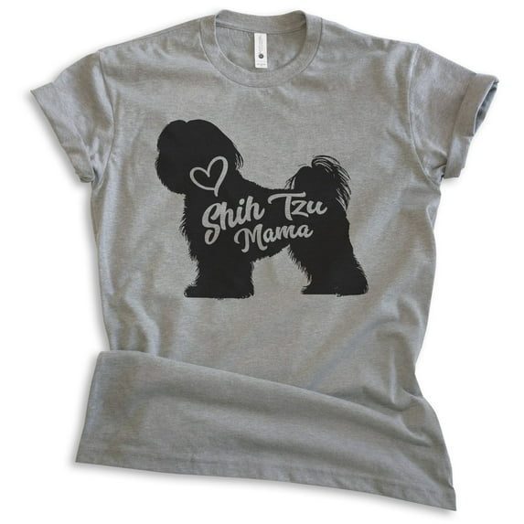 Shih Tzu Mama, Unisex Women's Shirt, Shih Tzu Owner, Funny Dog Mama Gift, Dark Heather Gray, X-Small
