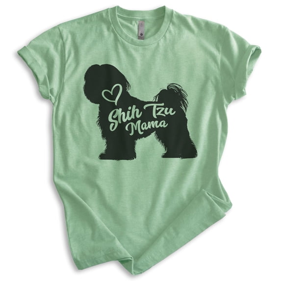 Shih Tzu Mama, Unisex Women's Shirt, Shih Tzu Owner, Funny Dog Mama Gift, Heather Apple Green, XX-Large