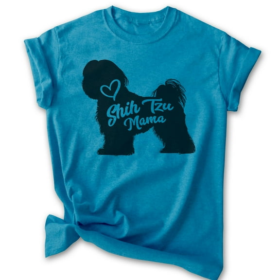 Shih Tzu Mama, Unisex Women's Shirt, Shih Tzu Owner, Funny Dog Mama Gift, Heather Blue, Large
