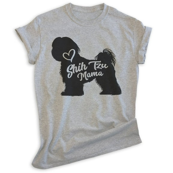 Shih Tzu Mama, Unisex Women's Shirt, Shih Tzu Owner, Funny Dog Mama Gift, Heather Gray, Medium