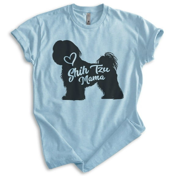 Shih Tzu Mama, Unisex Women's Shirt, Shih Tzu Owner, Funny Dog Mama Gift, Heather Light Blue, Large
