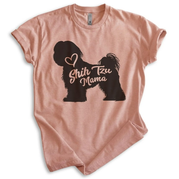 Shih Tzu Mama, Unisex Women's Shirt, Shih Tzu Owner, Funny Dog Mama Gift, Heather Sunset, Large