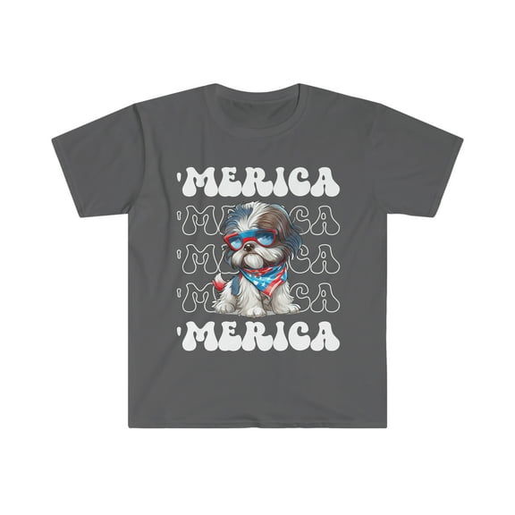 Shih Tzu 'Merica Patriotic Womens T-Shirt Shihtzu 4th of July Top