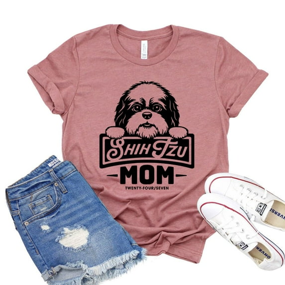Shih Tzu Mom T-shirt Dog Mom Tshirt Paw Breed Shirt Fur Mama Tee Women's Doggy Gift Animal Rescue Shirts