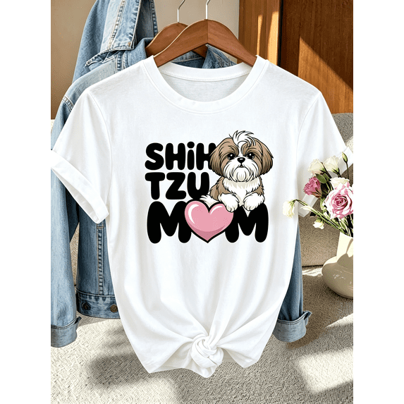 Shih Tzu Mom Tee Women Funny Cute Pet Owner Unisex T-Shirt