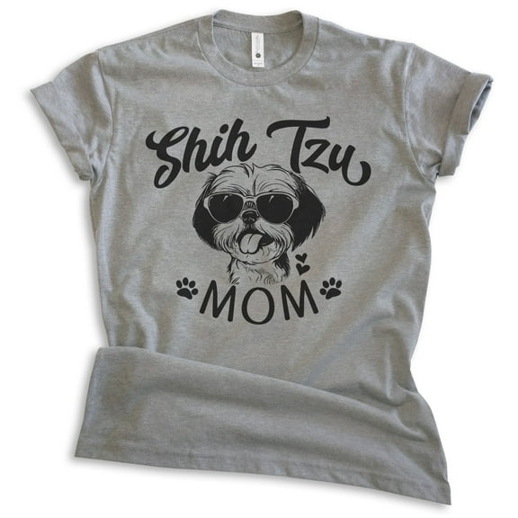 Shih Tzu Mom, Unisex Women's Shirt, Shih Tzu Owner, Funny Dog Mom Gift, Dark Heather Gray, X-Large