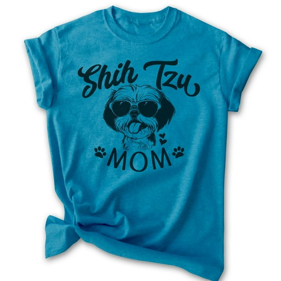 Shih Tzu Mom, Unisex Women's Shirt, Shih Tzu Owner, Funny Dog Mom Gift, Heather Blue, Small