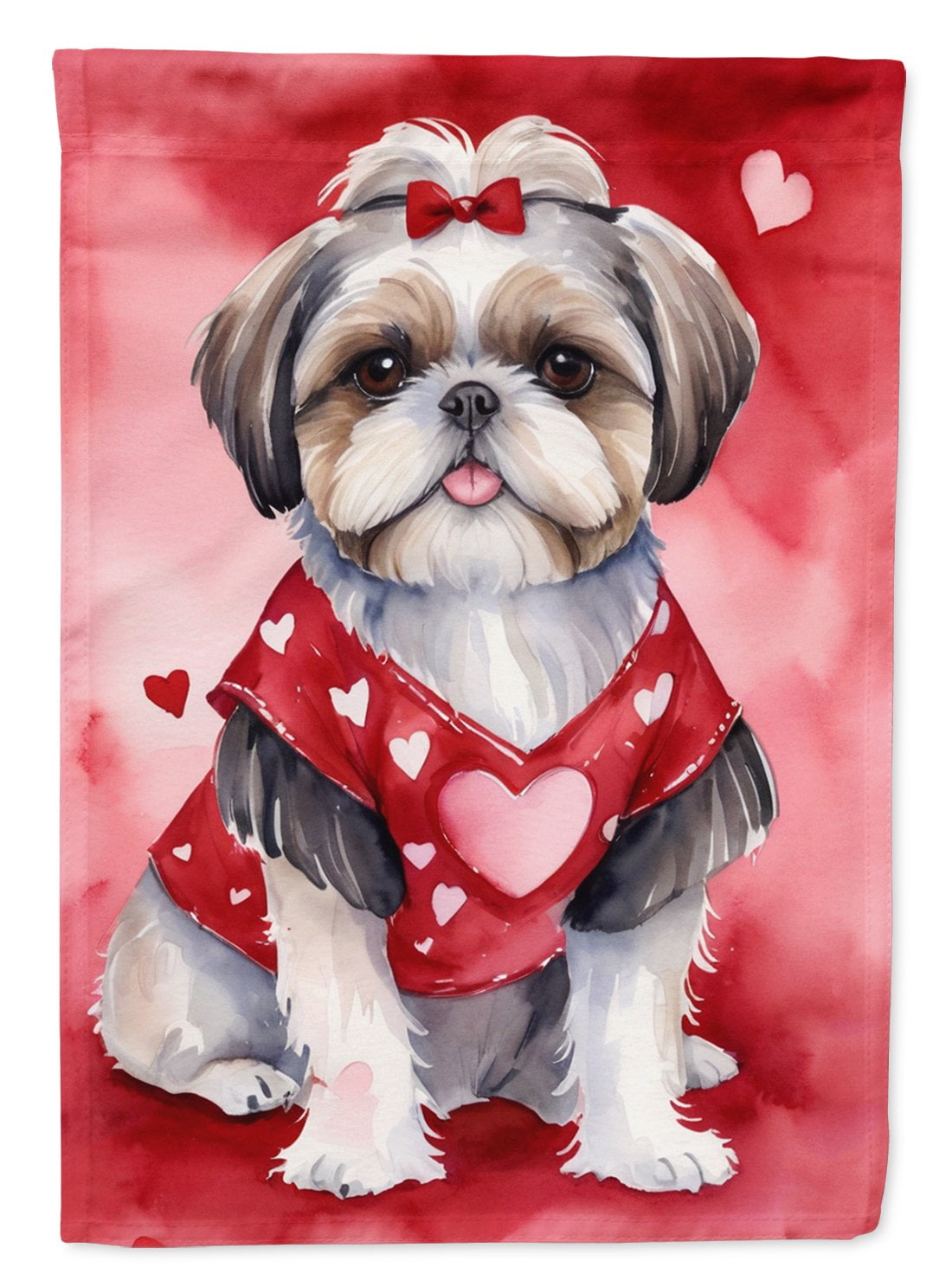 Shih Tzu My Valentine Garden Flag 11.25 in x 15.5 in