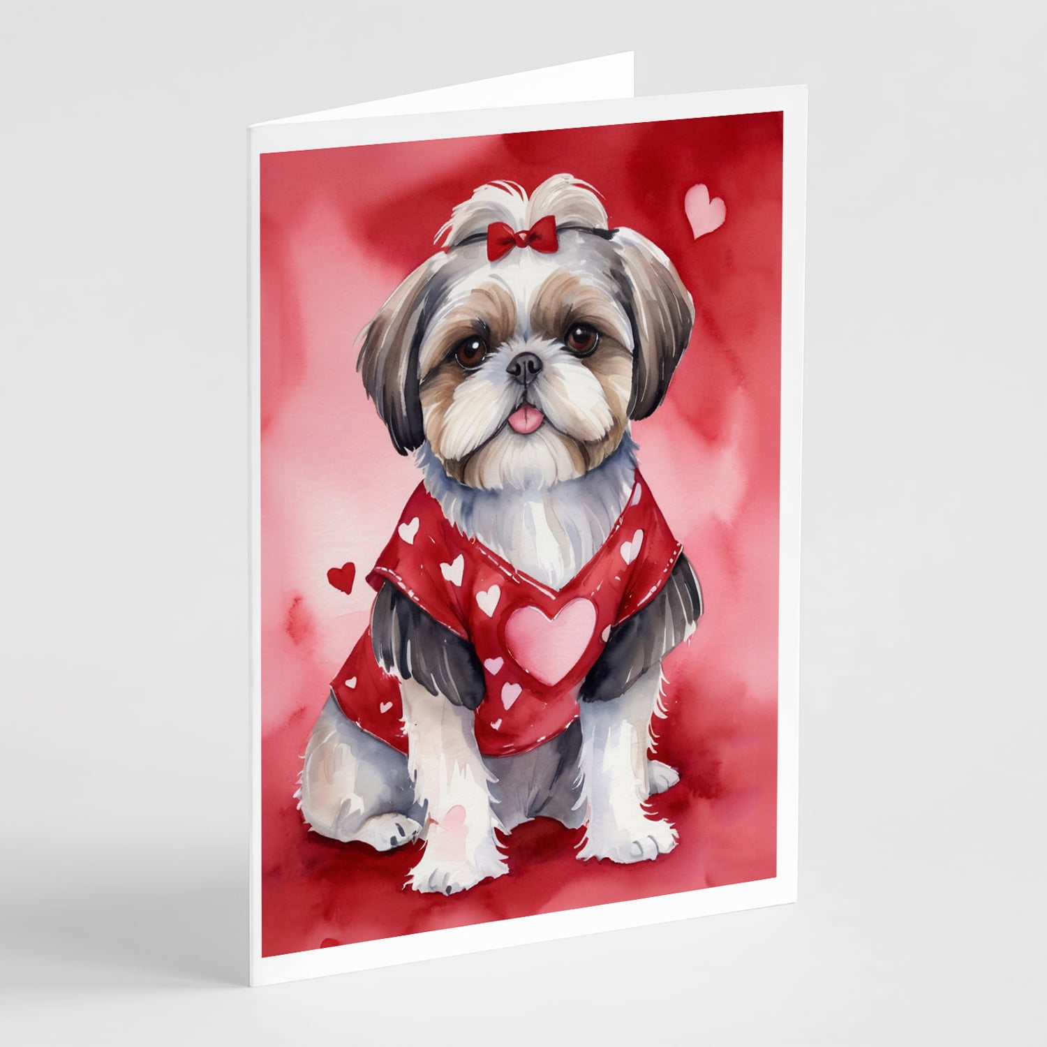 Shih Tzu My Valentine Greeting Cards Pack of 8 7 in x 5 in
