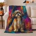 thumbnail image 1 of Shih Tzu Painterly Portrait, Cozy Pet Portrait Pattern, Warm Flannel Blanket for Living Room and Bedroom with Detailed Artwork, Dog Lovers Just Because Gift, Pet Lover Home Decor, 1 of 9