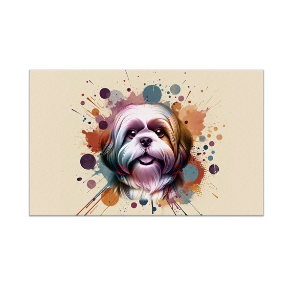 Shih Tzu Portrait Watercolor Vintage Retro Styles Doormat Lion Dog Lover Gifts Indoor Outdoor Welcome Mat - 00001