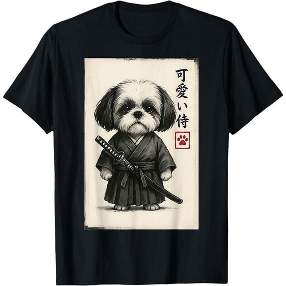 Shih Tzu Samurai Ink Art Sumi-e Style Novelty Kawaii T-Shirt - Walmart.com
