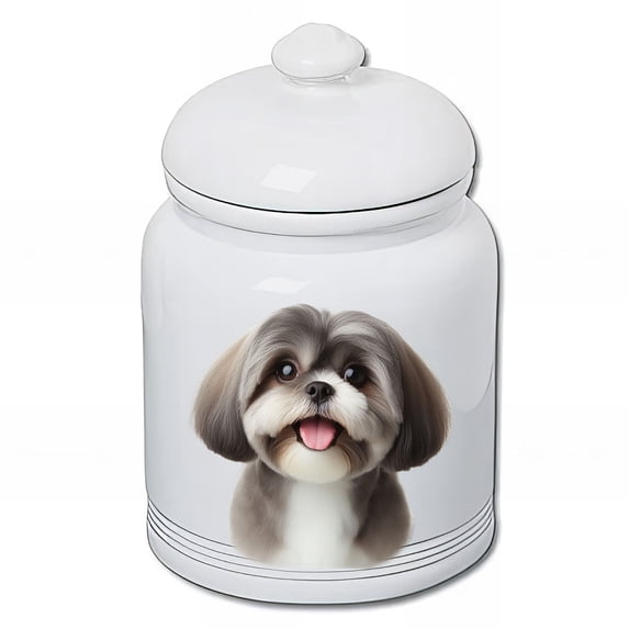 Shih Tzu Silver - Best of Breed Dog and Cat Ceramic Treat Jar