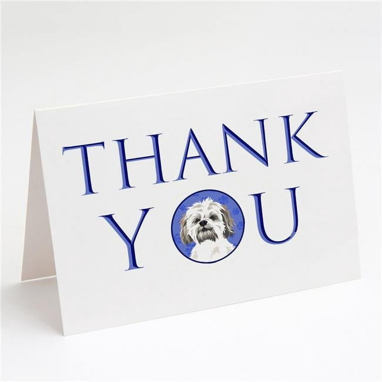 Shih-Tzu Silver Gold and White #1 Thank You Greeting Cards and Envelopes Pack of 8 7 in x 5 in