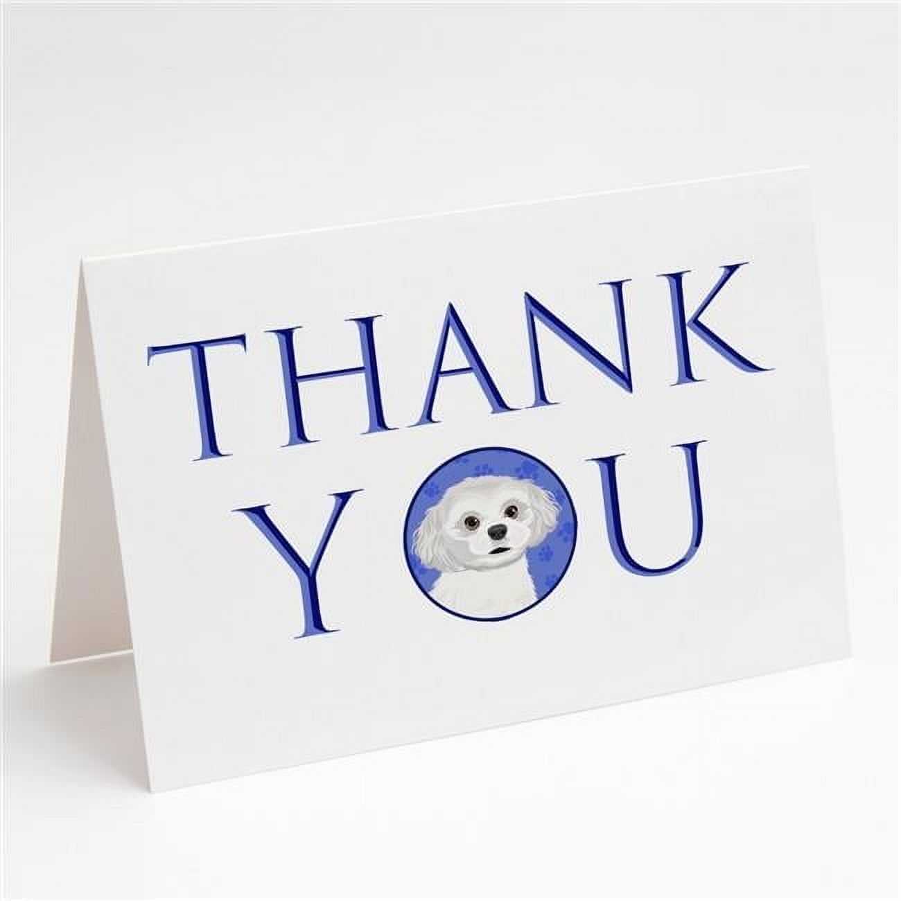 Shih-Tzu Silver and White #1 Thank You Greeting Cards and Envelopes Pack of 8 7 in x 5 in