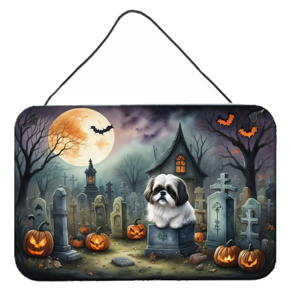 Shih Tzu Spooky Halloween Wall or Door Hanging Prints 8 in x 12 in