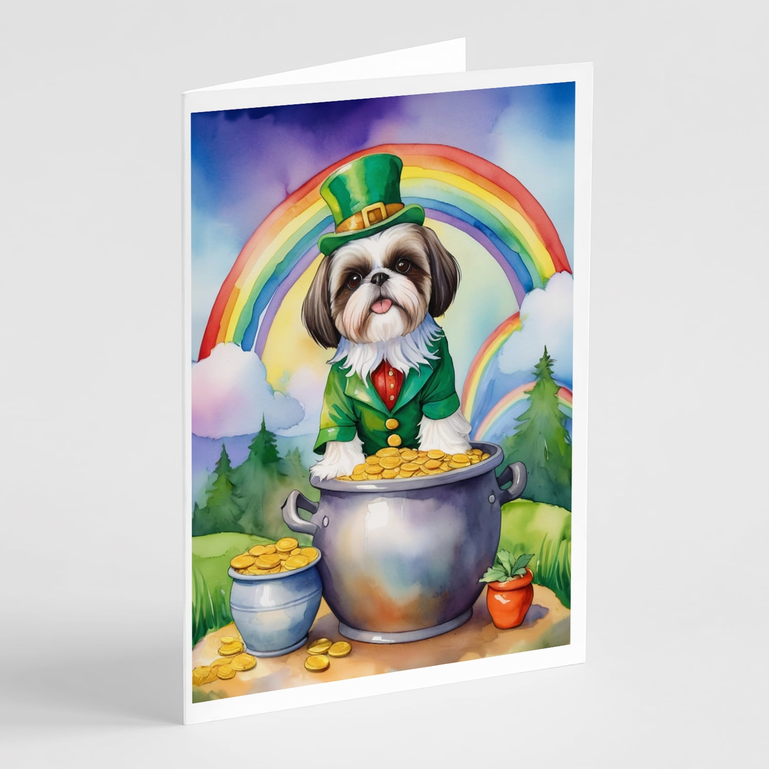 Shih Tzu St Patrick's Day Greeting Cards Pack of 8 7 in x 5 in