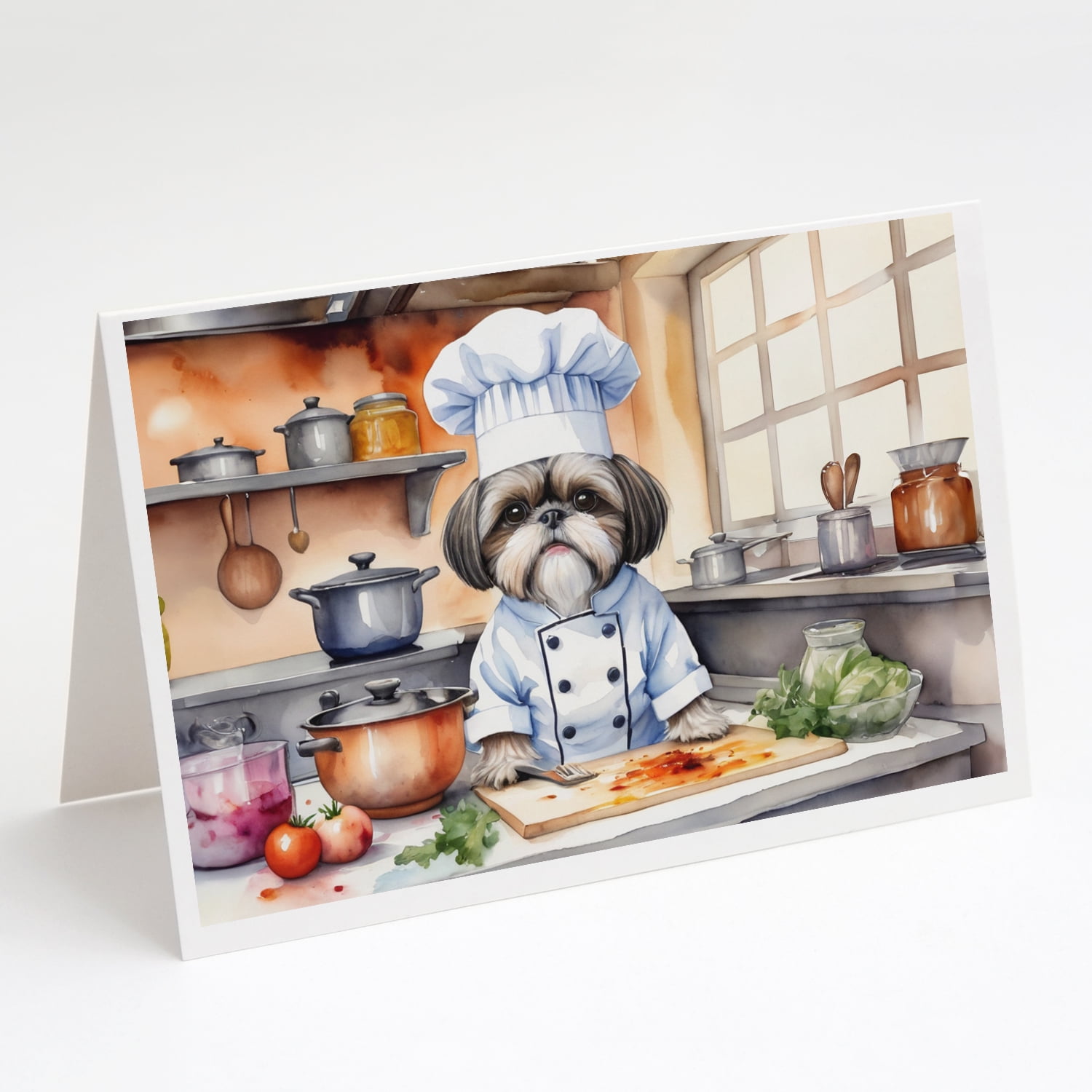 Shih Tzu The Chef Greeting Cards Pack of 8 7 in x 5 in