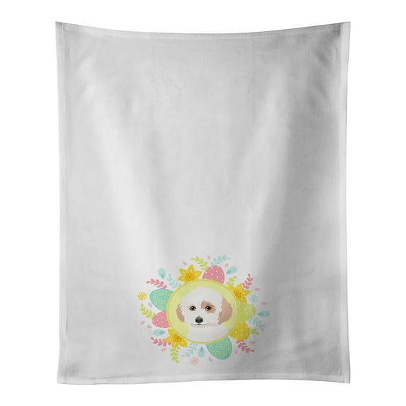 Shih-Tzu White and Red Easter White Kitchen Towel Set of 2 19 in x 28 in