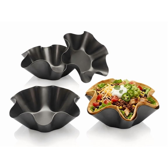 Shihaoyuan Food Grade Carbon Steel Nonstick Flower Shaped Tortilla Pan ,Black ,4 Pack
