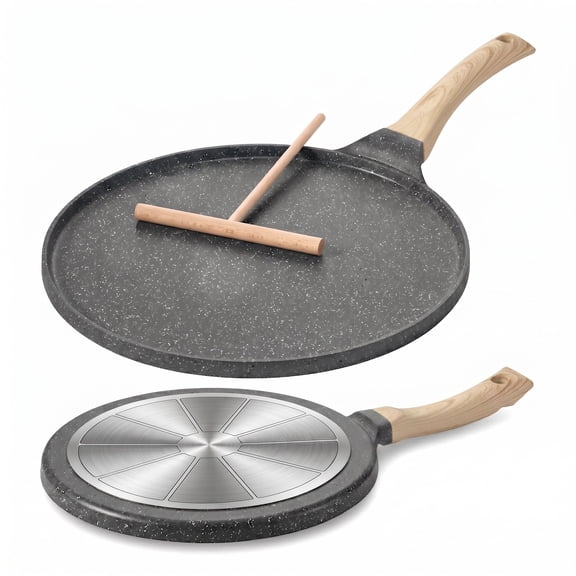 Shihaoyuan Non Stick Pan 10 Inch, Titanium Coating Stainless Steel Frying Pan for Cooking, Black