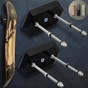 Shihaoyuan Skateboard Wall Mount Hanger 2 Pack, Acrylic Snowboard Wall Mount Display Rack, Black Floating Skateboard Deck Storage Holder with Installation Screws