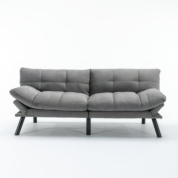 Shihatsusr Light Grey 2-Seater Convertible Sofa Bed - Adjustable Armrest & Backrest, 800lb Capacity, Modern Folding Design for Small Spaces