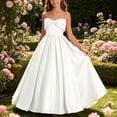 thumbnail image 1 of Shihyeh Girls Strapless Satin Ball Gown With Bow Flower Girl Dress For Wedding Bridesmaid Pageant Birthday Party Floor Length A-Line Dress For Kids Teens, 1 of 9