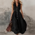 thumbnail image 1 of Shihyeh Ladies' Casual And Fashionable Solid Color Sleeveless Button Up Lapel Dress, 1 of 6