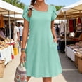 thumbnail image 1 of Shihyeh Summer Dresses for Women 2026 Sundress Short Petal Sleeve Dress with Pockets for Casual, 1 of 9