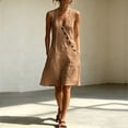 thumbnail image 1 of Shihyeh Summer Maxi Dresses for Women 2026 Linen V Neck Sleeveless Beach Sundress Button Casual Loose Dress with Pockets, 1 of 7