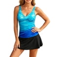 thumbnail image 1 of Shihyeh Women Striped Tankini Set Twist Front Halter Neck Top with Flounce Skirted Bottom Tummy Control Swimsuit for Young Ladies, 1 of 8