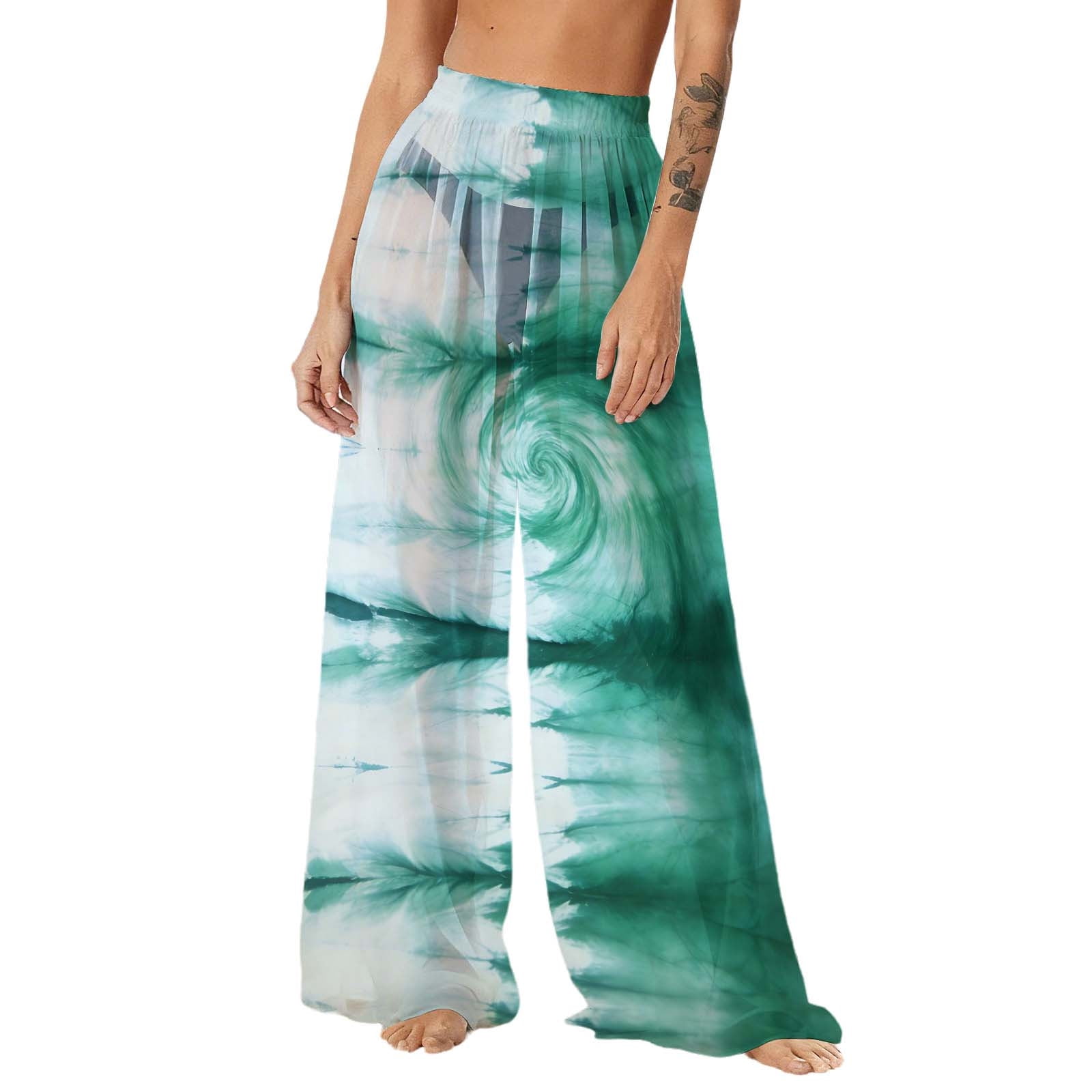 Shihyeh Women's Cover Up Pants See Through Sheer Mesh Chiffon Beach ...